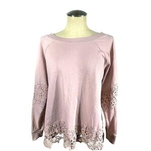 Maurice's Rose/Purple Crochet Hem Pullover Sweater Size XXL